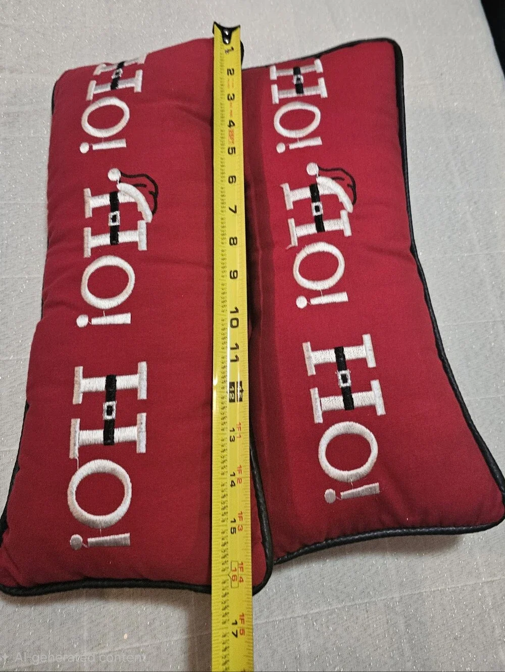 Set of 2 Christmas Throw Pillows | Red “Ho Ho Ho” Santa Hat Holiday Decor